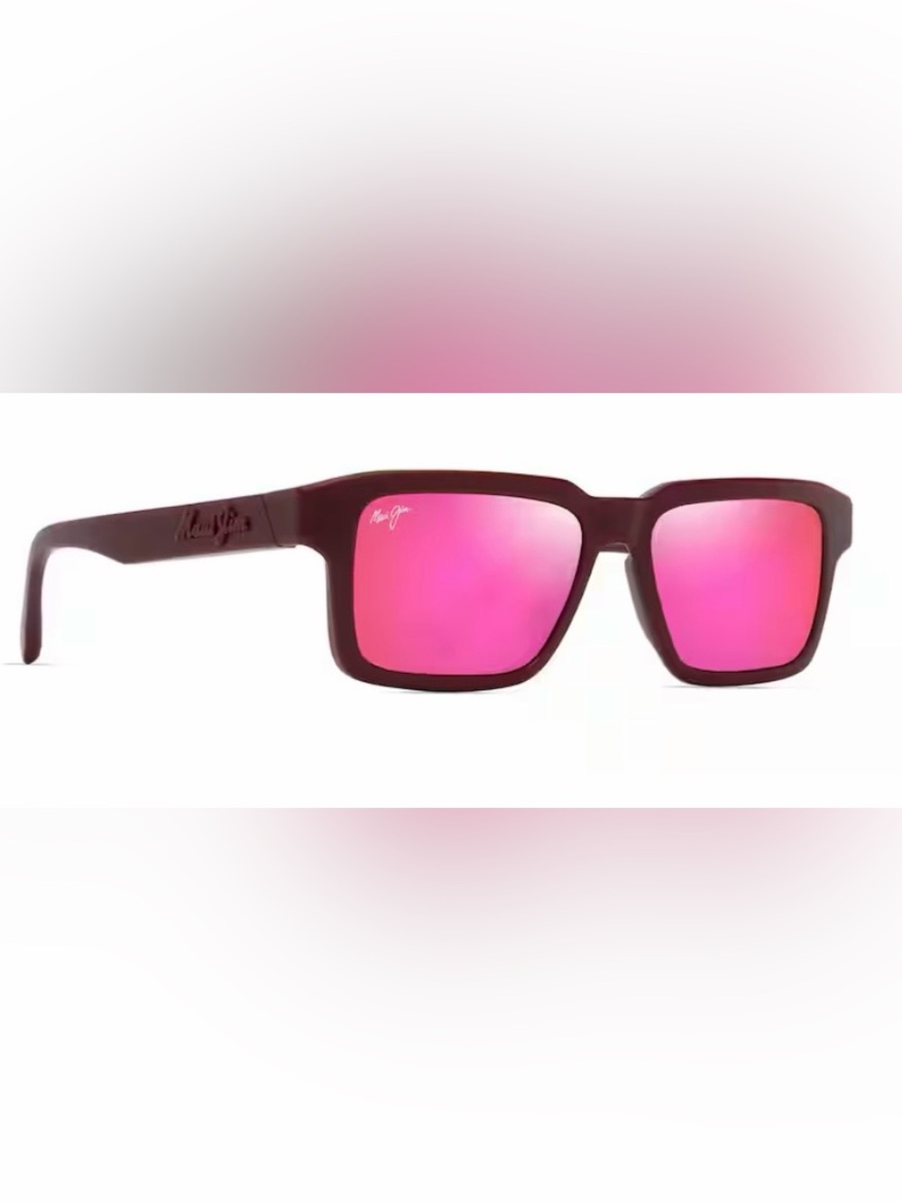 Maui Jim Burgundy Frame Sunglasses with Pink Mirrored Lenses